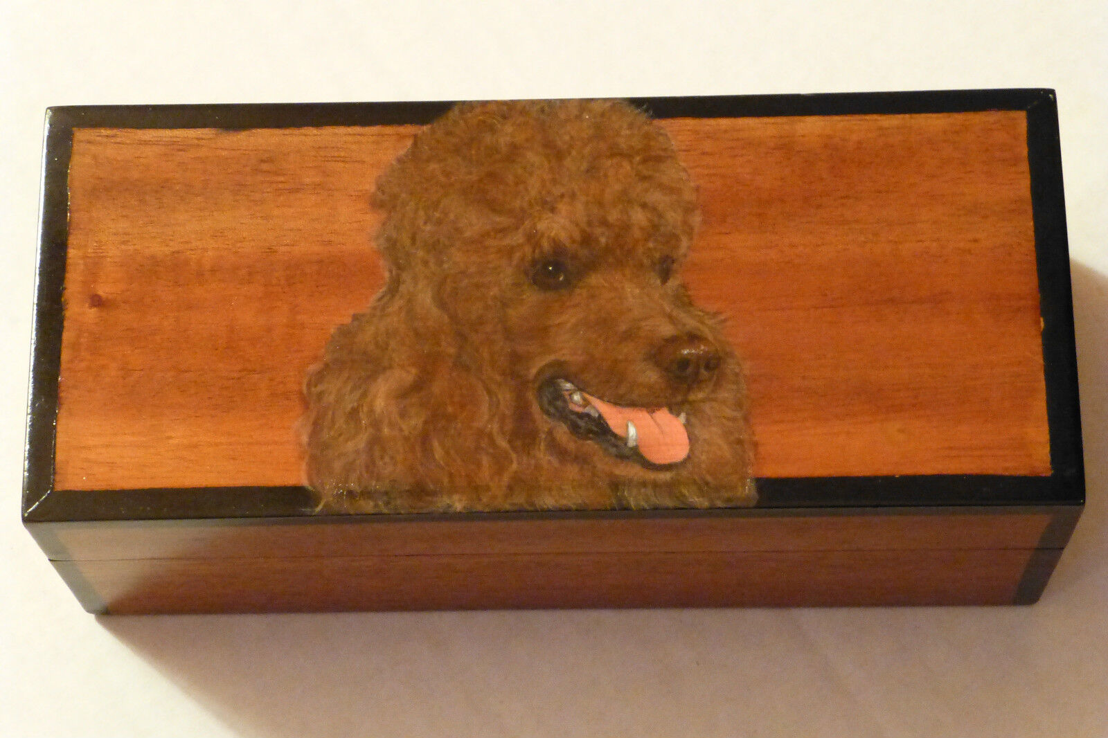 Brown Poodle Beautifully Handpainted & Detailed On Quality Teakwood Box, U.S.A.