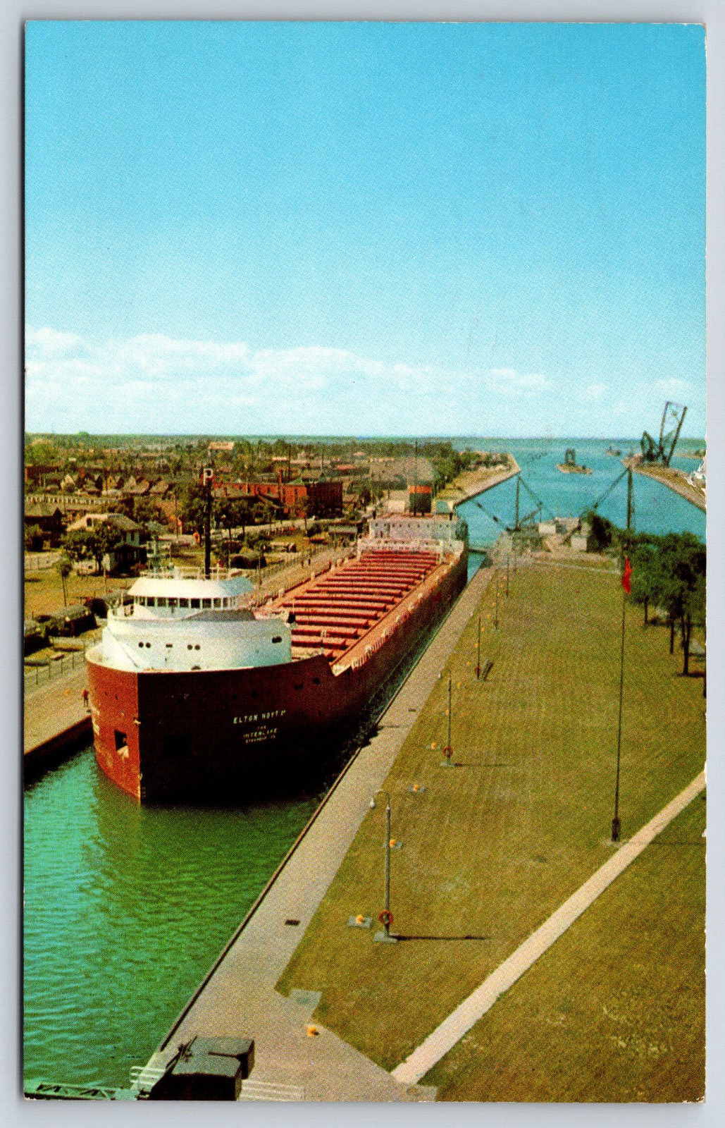 Sault Ste. Marie MI-Michigan, Freighter In The Mac Arthur Lock, Vintage Postcard