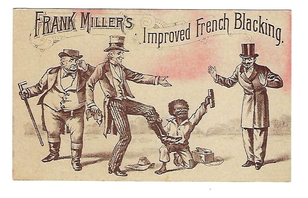c1888 Victorian Trade Card Frank Miller's Improved French Shoe Polish