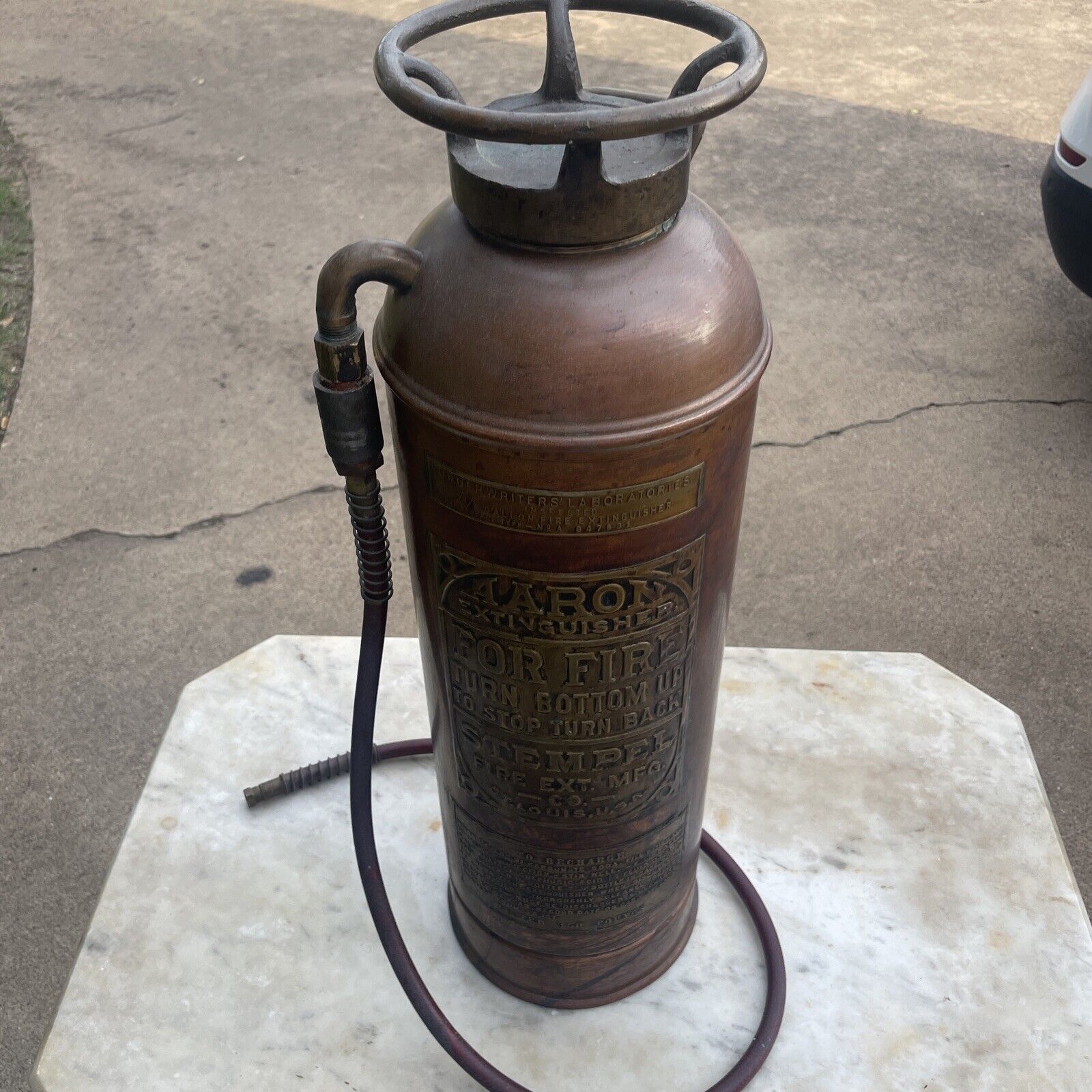 Antique AARON Brass Fire Extinguisher Stemple Fire Extinguisher Company St Louis