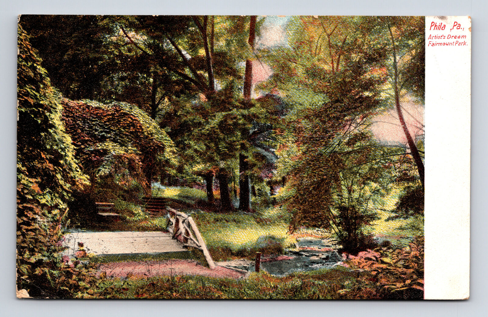 Scenic View Artist's Dream Fairmount Park Philadelphia PA UDB Postcard
