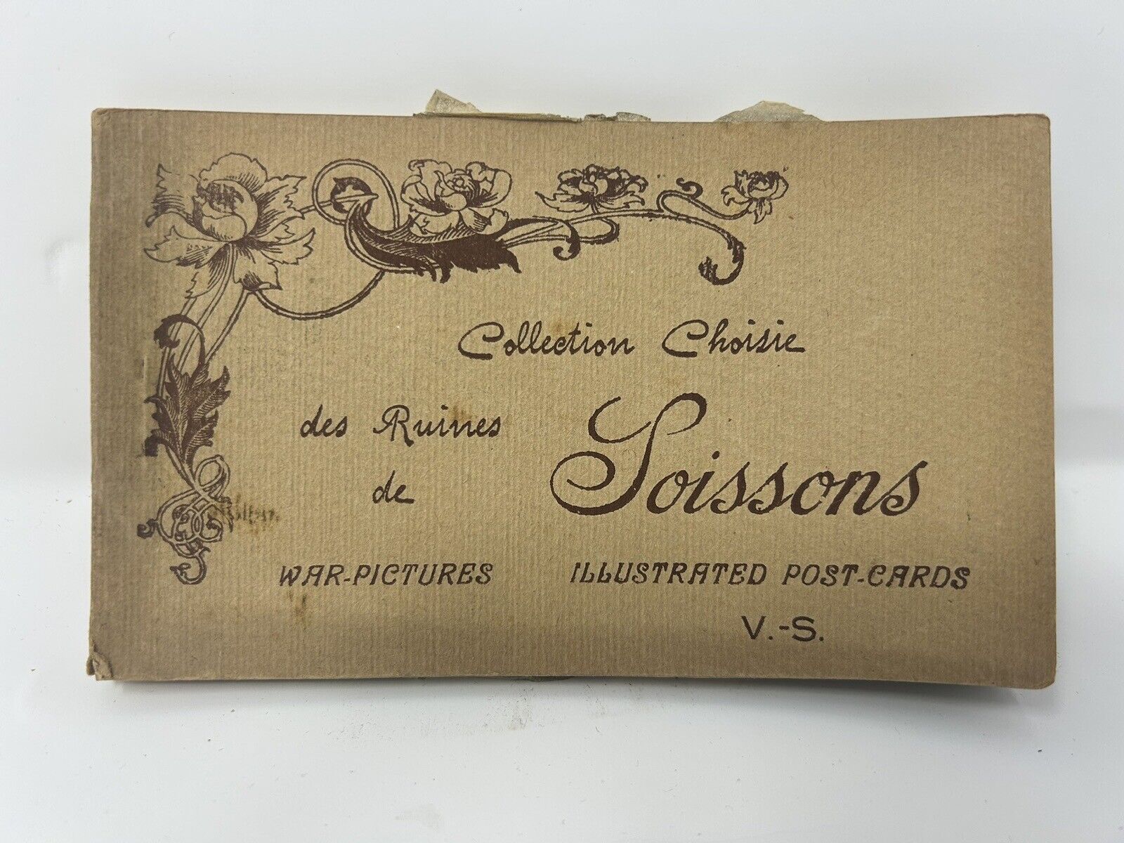 Antique Postcard Book Album WW1 War Pictures Battle Ruins of Soissons 20 Cards