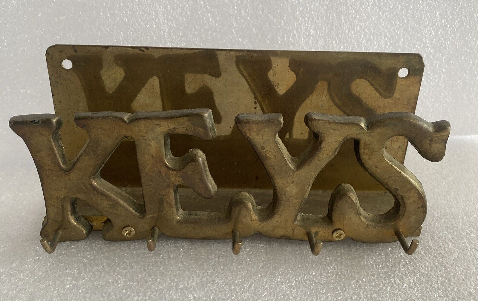 Vintage MCM Wall Mounted Brass Key & Mail Holder Keys Retro