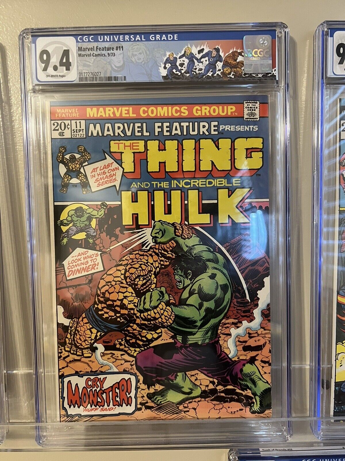 Marvel Feature # 11 CGC 9.4 Off White 1st solo Thing Hulk cover Custom Label