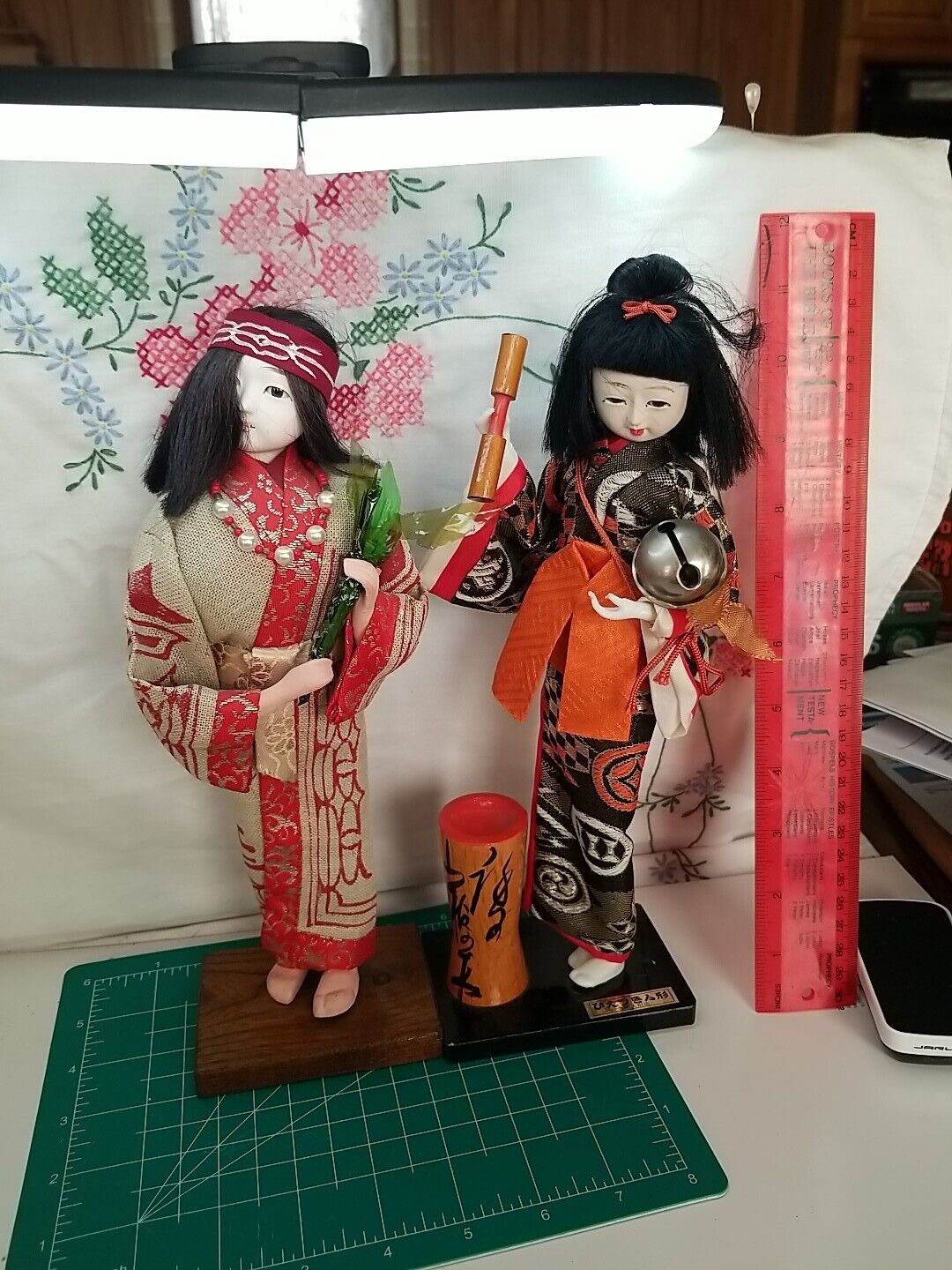 Japan  Vintage  ornament mochi pounding japanese kimono doll Set