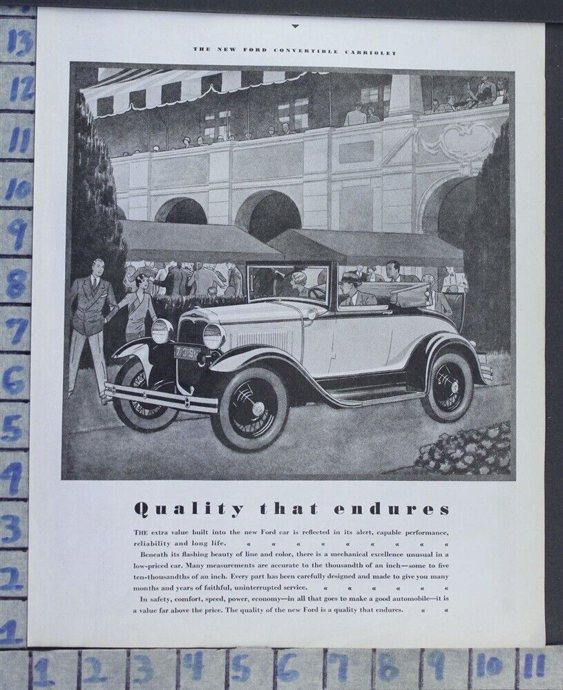 1930 FORD CONVERTIBLE CABRIOLET PARTY SPORT MOTOR CAR AUTO VINTAGE AD  CC42