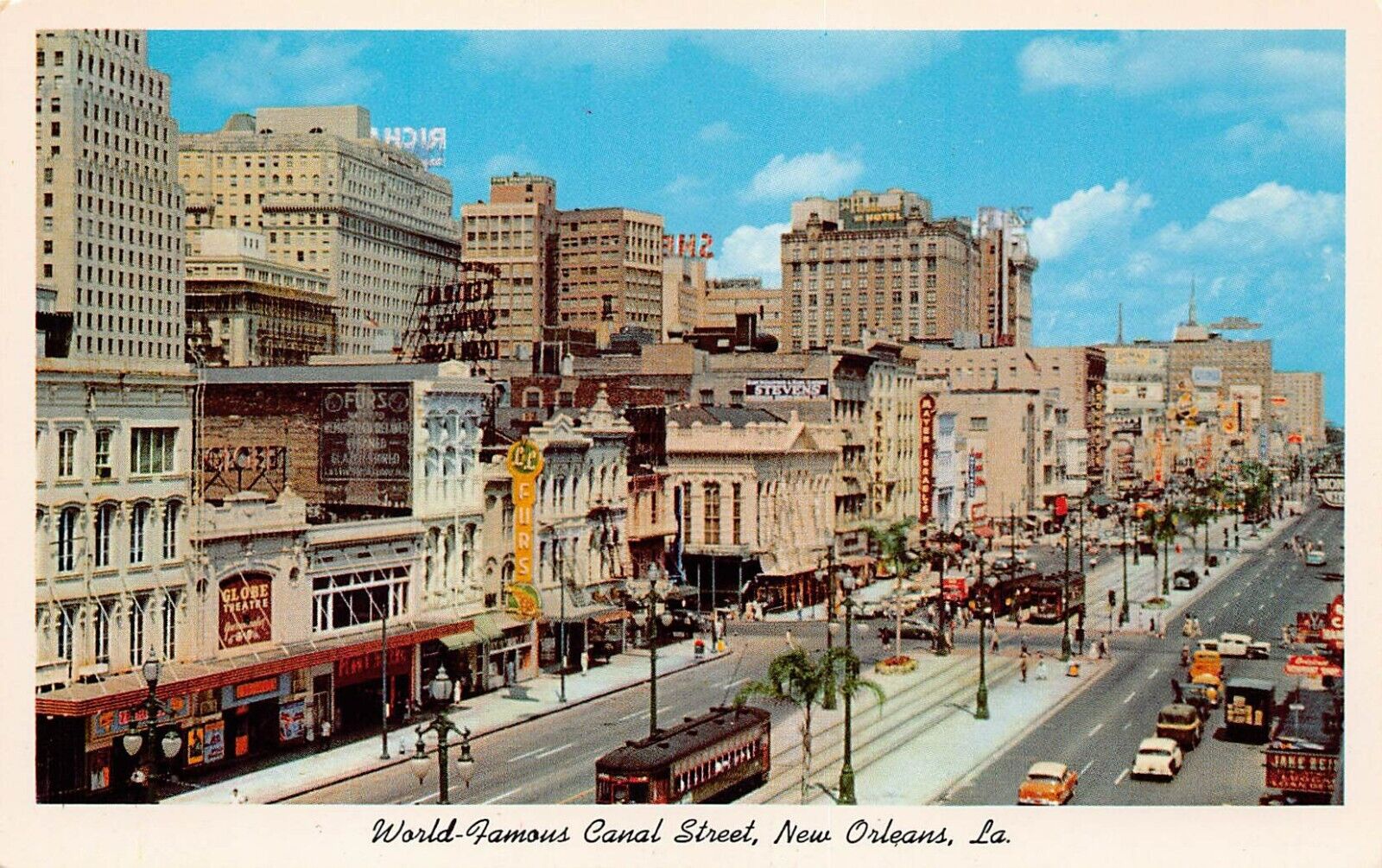 New Orleans LA Louisiana Canal Main Street Downtown 1960s Vtg Postcard A14