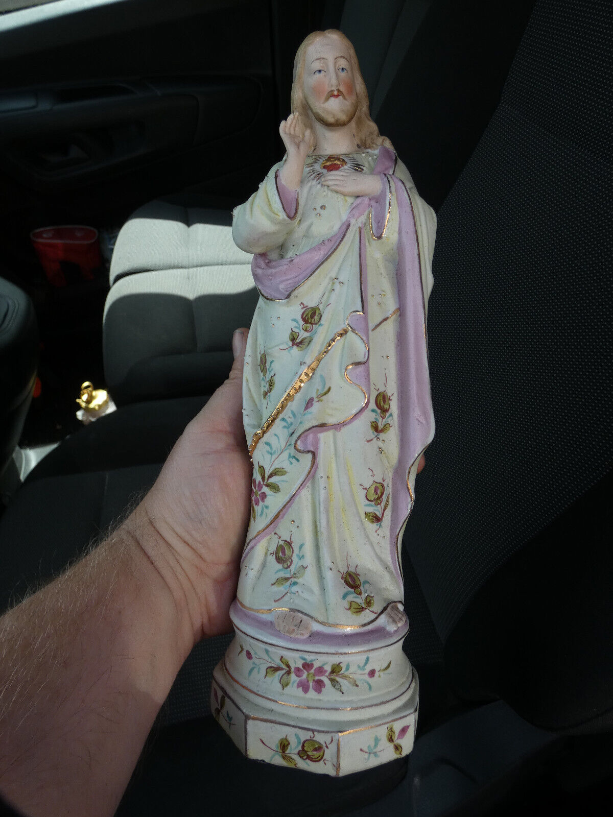 German vintage bisque porcelain Sacred heart jesus statue figurine