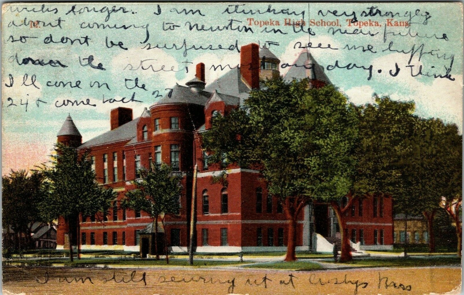 Topeka, Kansas~Topeka High School~General View~Postcard~Posted 1910