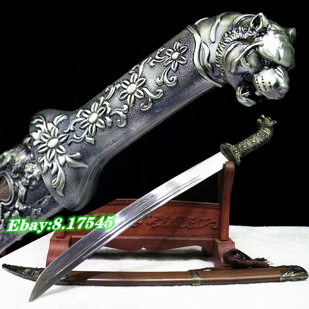 Tiger Saber Mongolian Dao Cavalry Sword Chinese Broadsword Sharp Damascus Steel