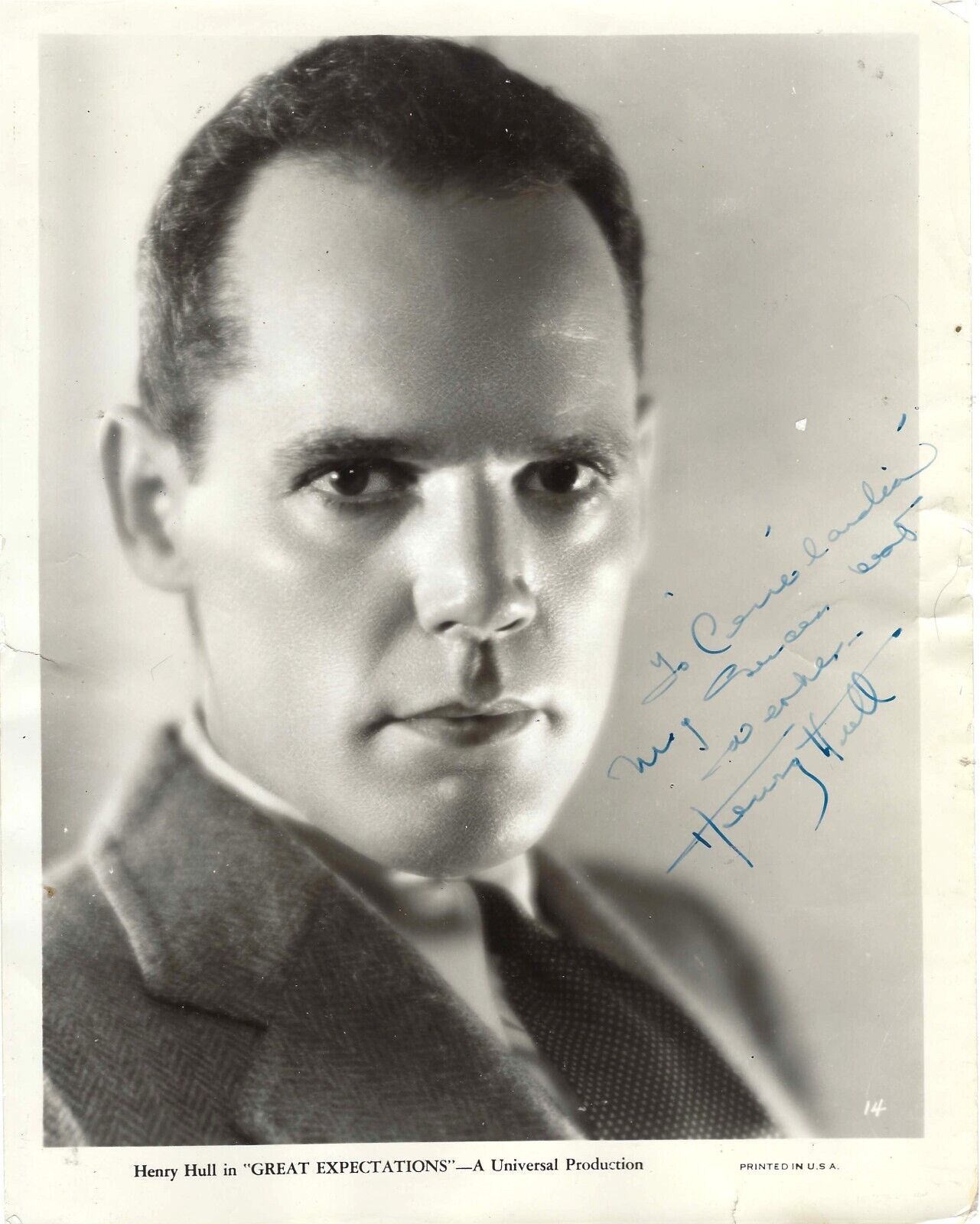AMERICAN HORROR CHARACTER ACTOR HENRY HULL, AUTOGRAPHED VINTAGE STUDIO PHOTO