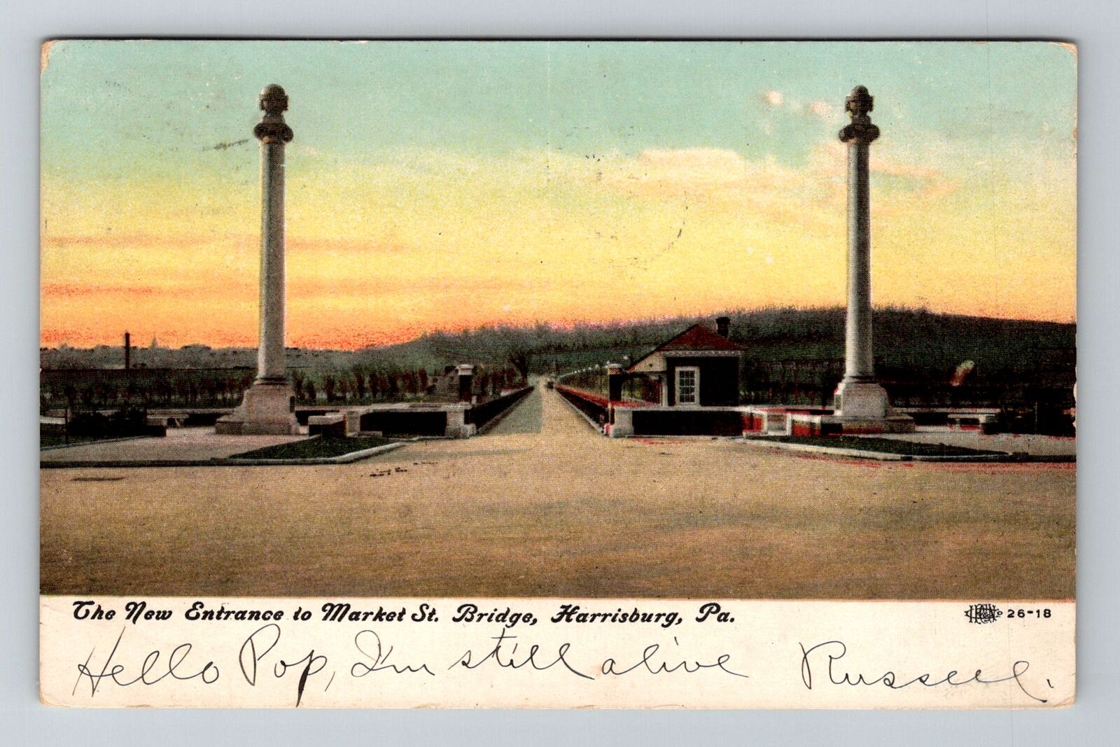 Harrisburg PA-Pennsylvania, Entrance Market St Bridge, c1908 Vintage Postcard