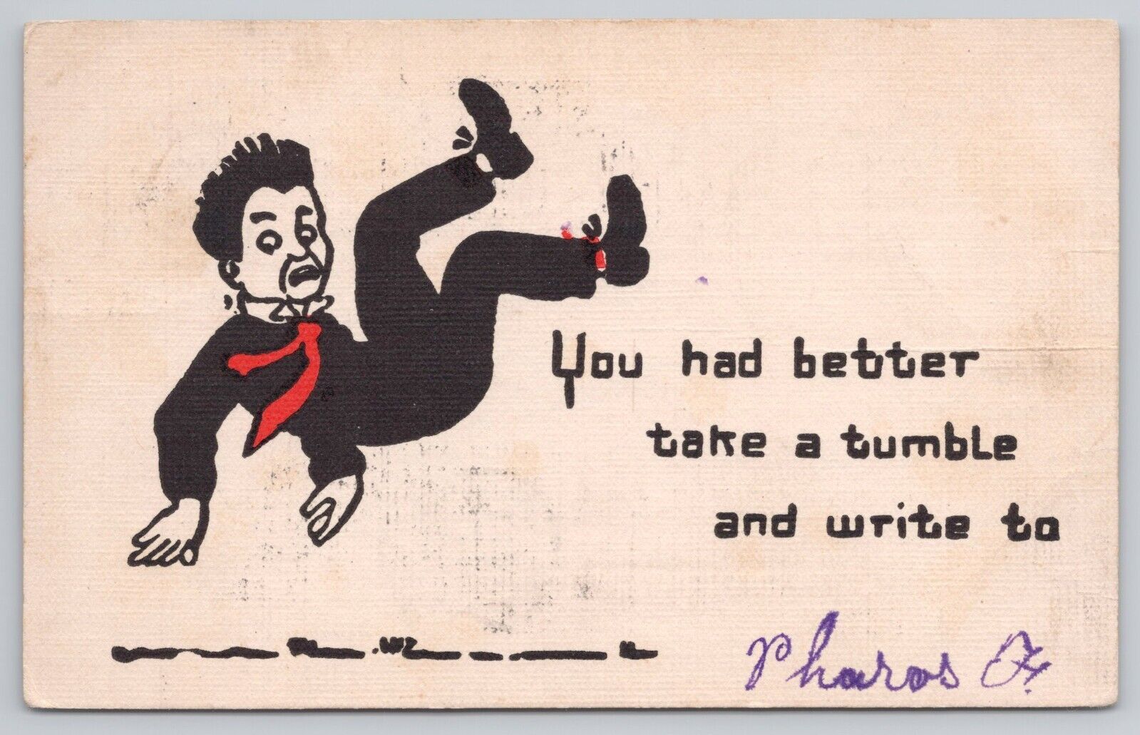 Postcard You Had Better Take A Tumble and Write, Vintage Undivided Back