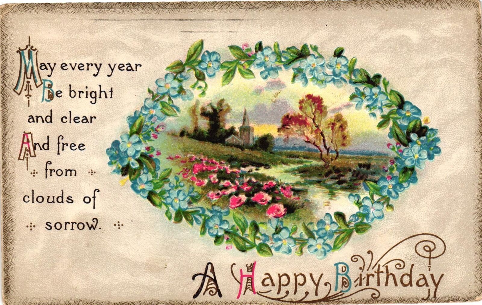 Vintage Postcard- A Happy Birthday.