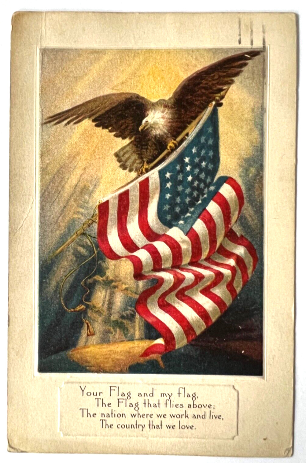 Antique Postcard Patriotic American Flag and American Eagle B1