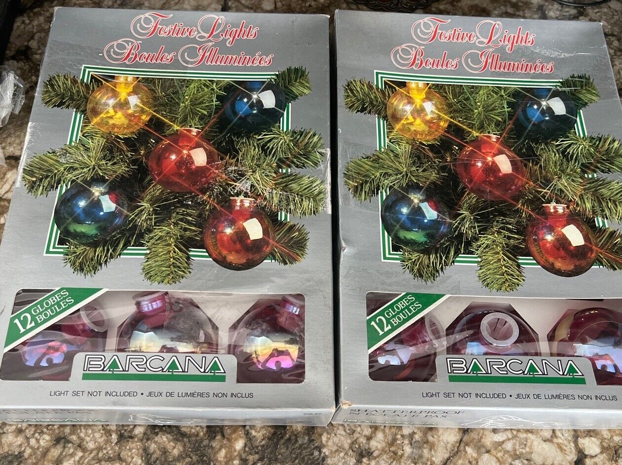 Vintage 24 Barcana Festive Light Globes Covers Shatterproof Christmas Tree PINK