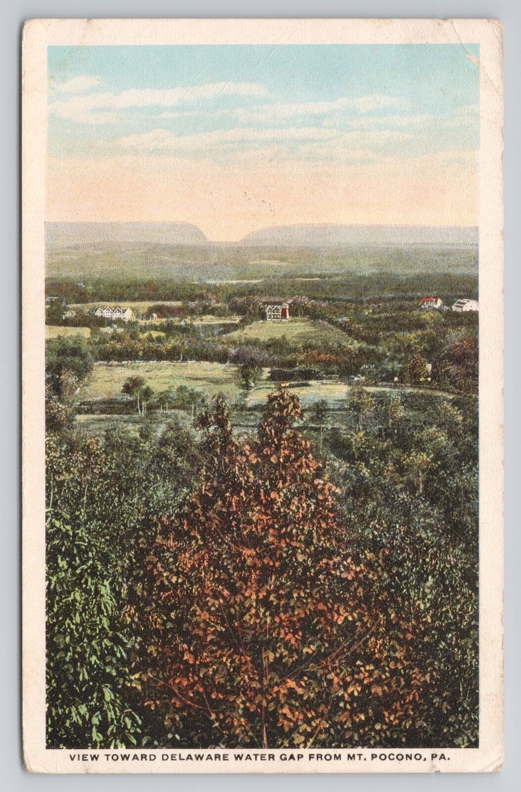 Postcard View Toward Delaware Water Gap From Mt. Poconνο Pennsylvania 1921