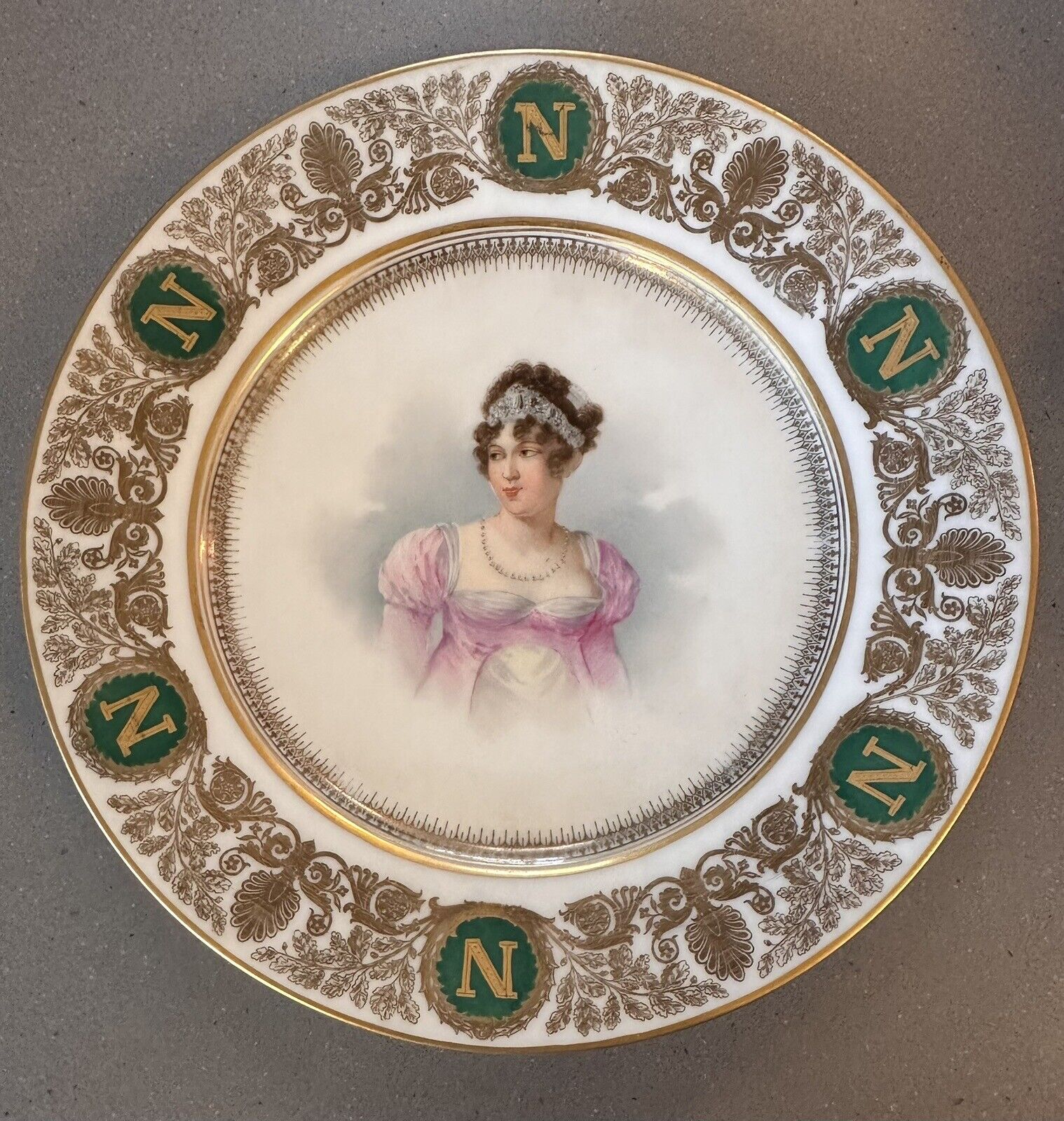 Antique 1804-1809 Sevres Hand Painted Cabinet Plate Princess Caroline Murat