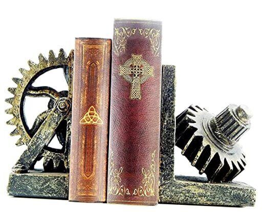 Decorative Bookend Gear Book Ends Industrial Rustic Vintage Unique Heavy 