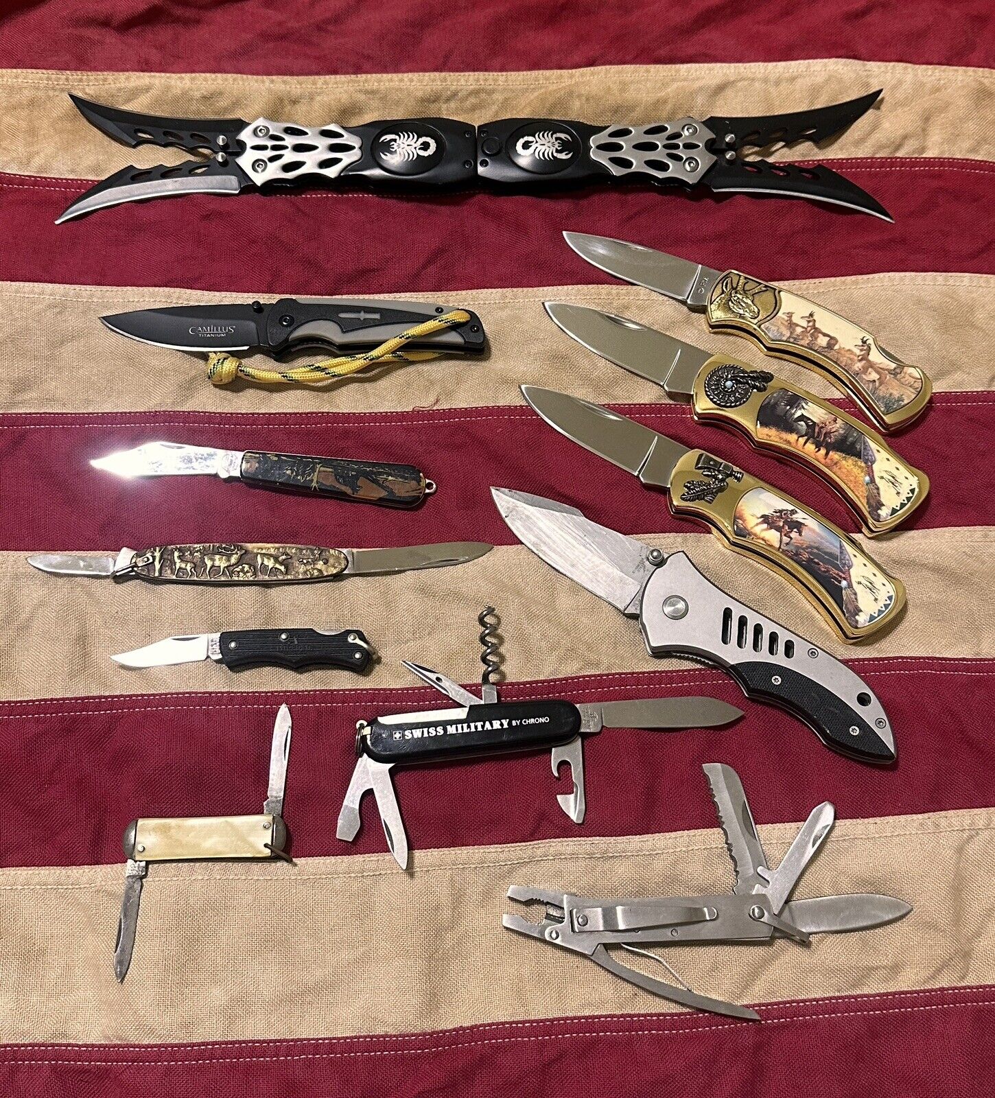 12 Knife Lot Vintage Swiss Army Imperial Camillus Venom Stinger