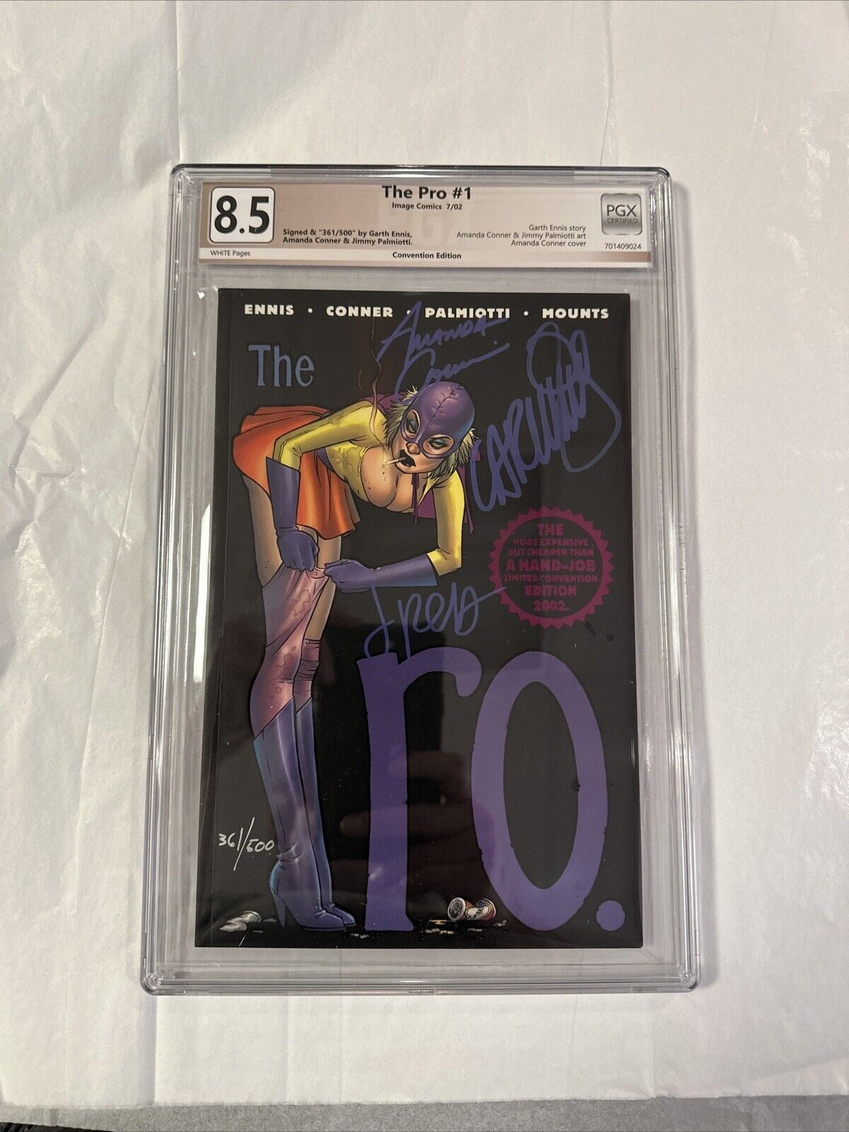 The Pro #1 PGX 8.5 signed Conner,  Palmiotti, & Ennis Convention Edition 361/500