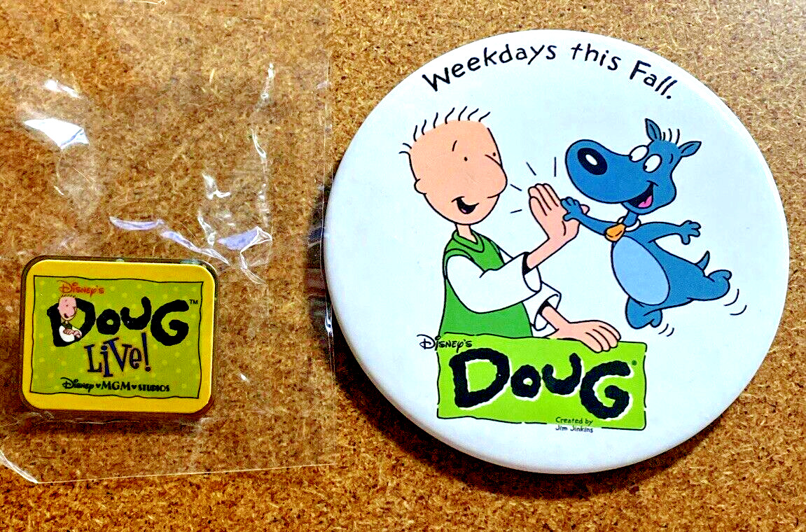 DISNEY WDW 1999 DOUG LIVE SHOW IN DISNEYS MGM STUDIOS PIN AND BUTTON