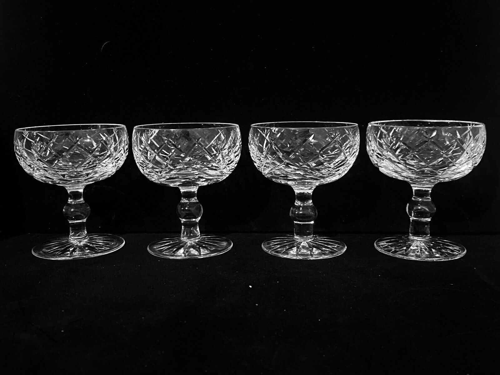 Waterford Crystal “DONEGAL” Low Sherbet Champagne Glasses 4 3/8