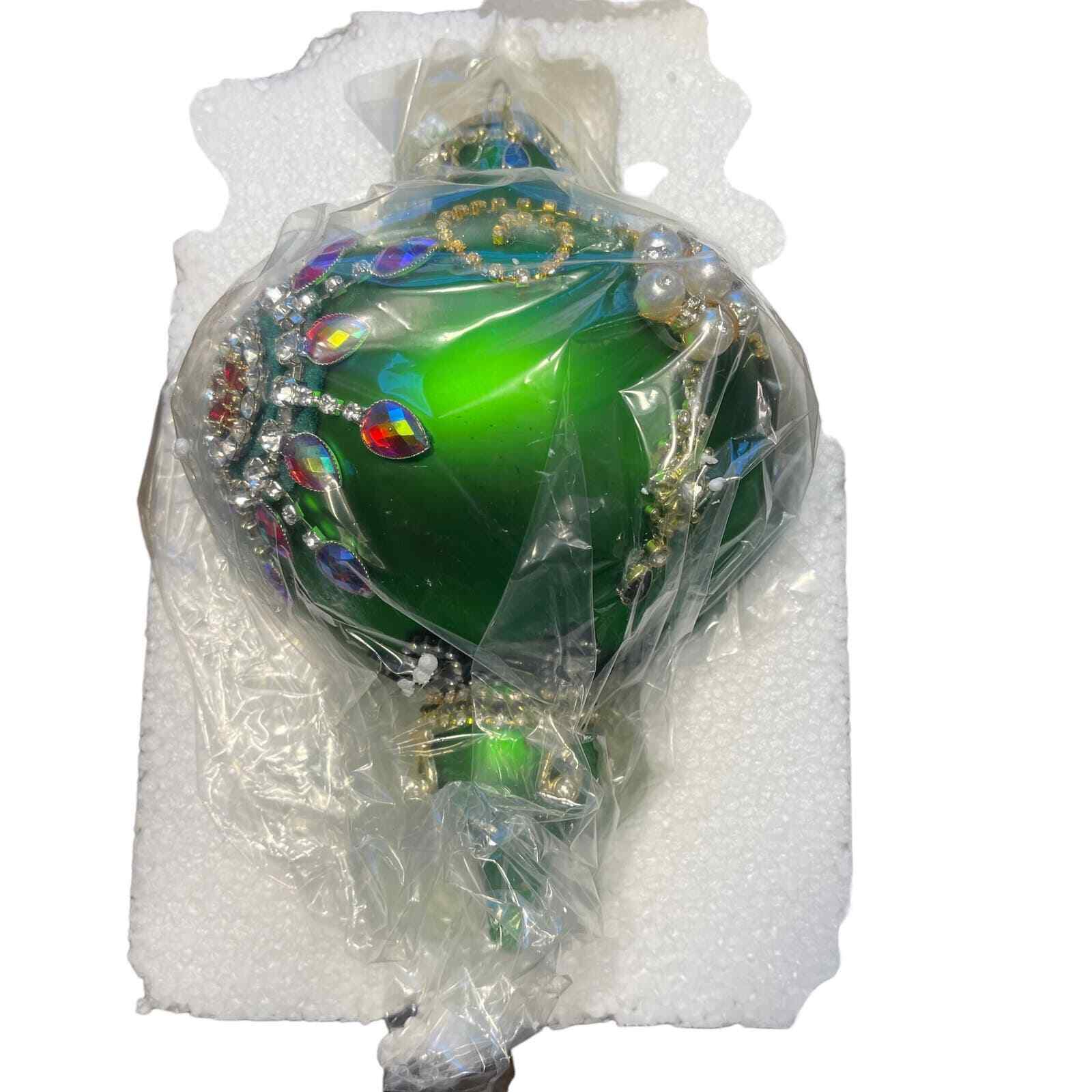 Mark Roberts Christmas Kings Jewel Ball Ornament Decors Green Size 7.5\