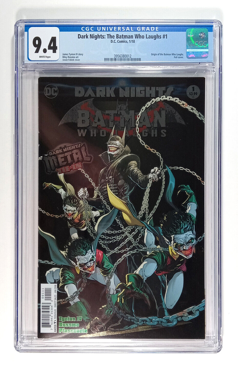 Dark Nights Metal The Batman Who Laughs #1 CGC 9.4 White Pgs Foil CVR DC Comics