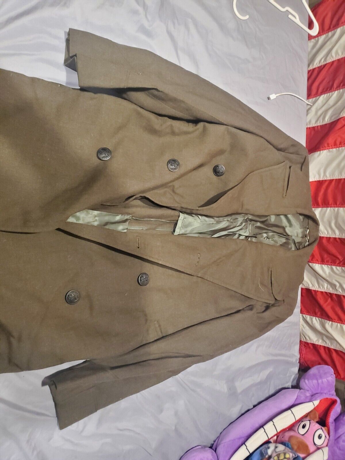 1960s Genuine Unissued US Army Wool Overcoat Serge Green In 38R
