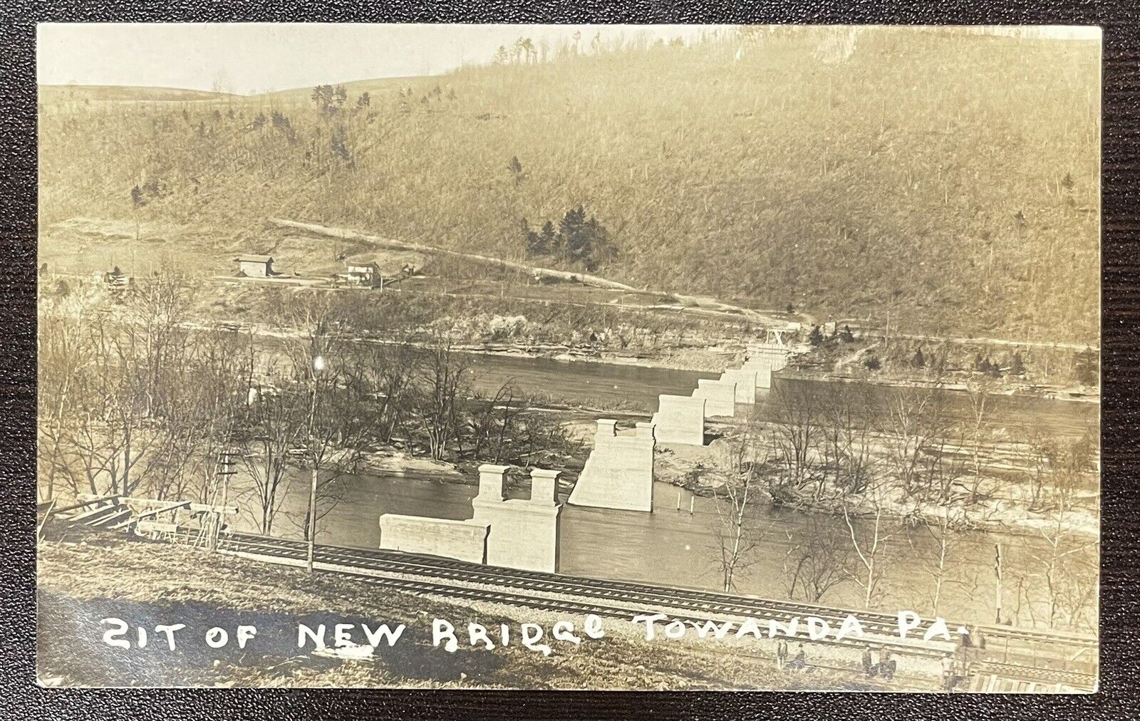 Construction of New Bridge Towanda PA Vintage Unused Pennsylvania Postcard