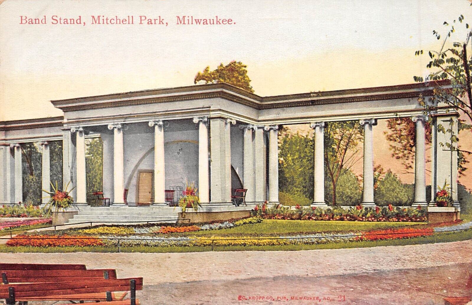 Band Stand Mitchell Park Milwaukee Wisconsin WI c1910 Postcard 4824