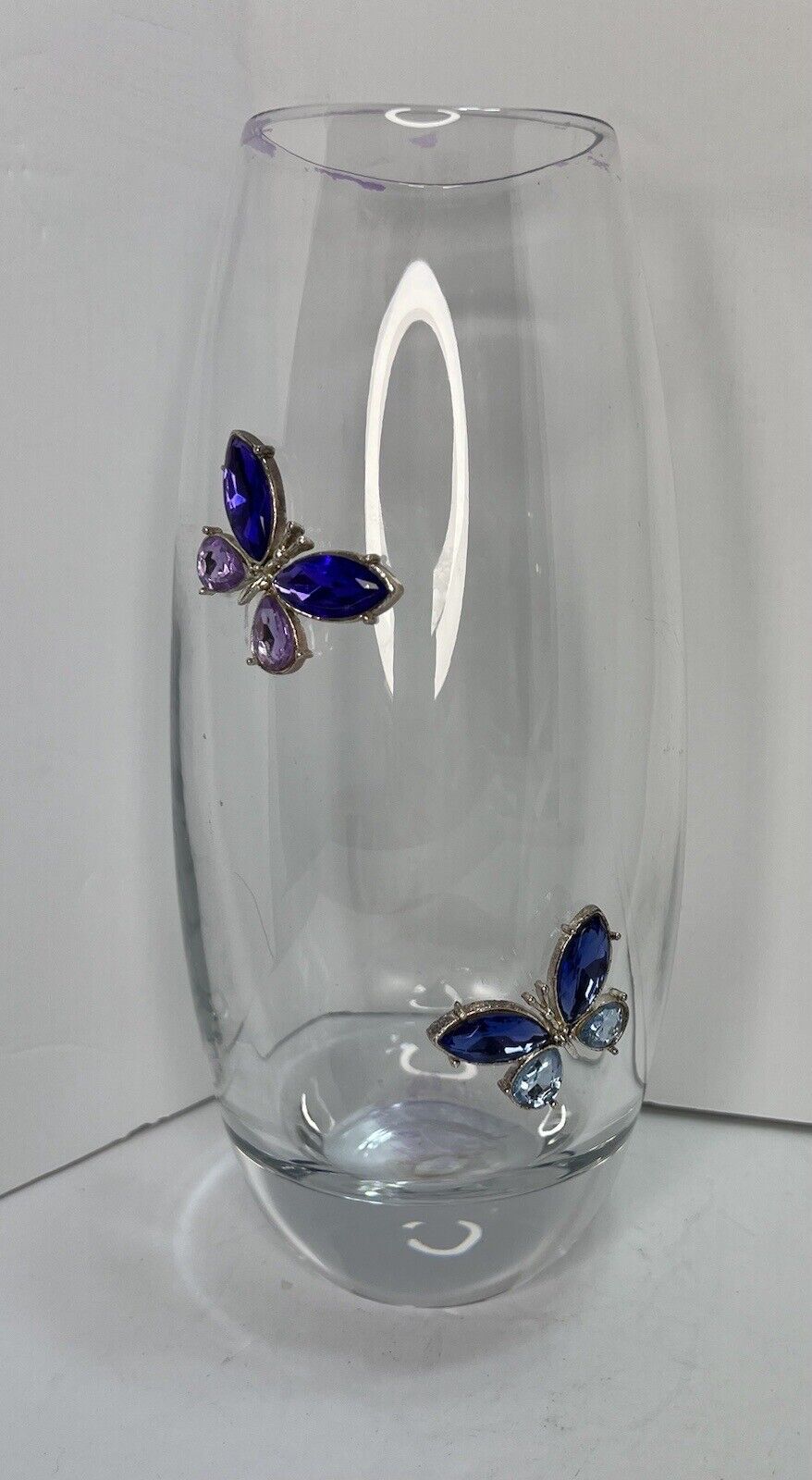 Art Glass Vase 24% Lead Purple Crystal Butterflies Decor Czech - Teleflora 10 \