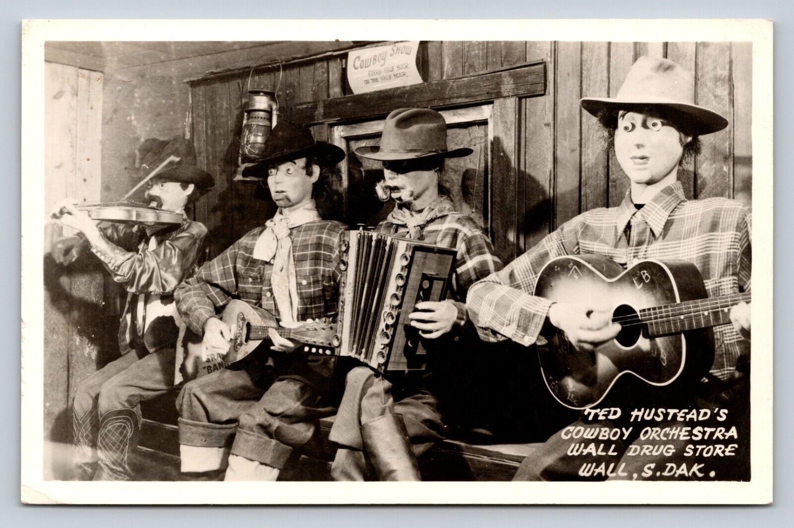 RPPC Ted Hustead\'s Cowboy Orchestra Wall Drug Store South Dakota VTG Postcard