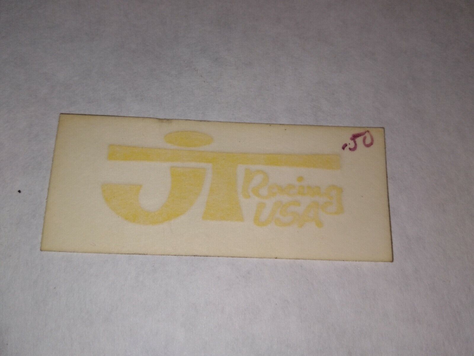 NOS vintage original JT Racing sticker decal rub on BMX old school yellow small