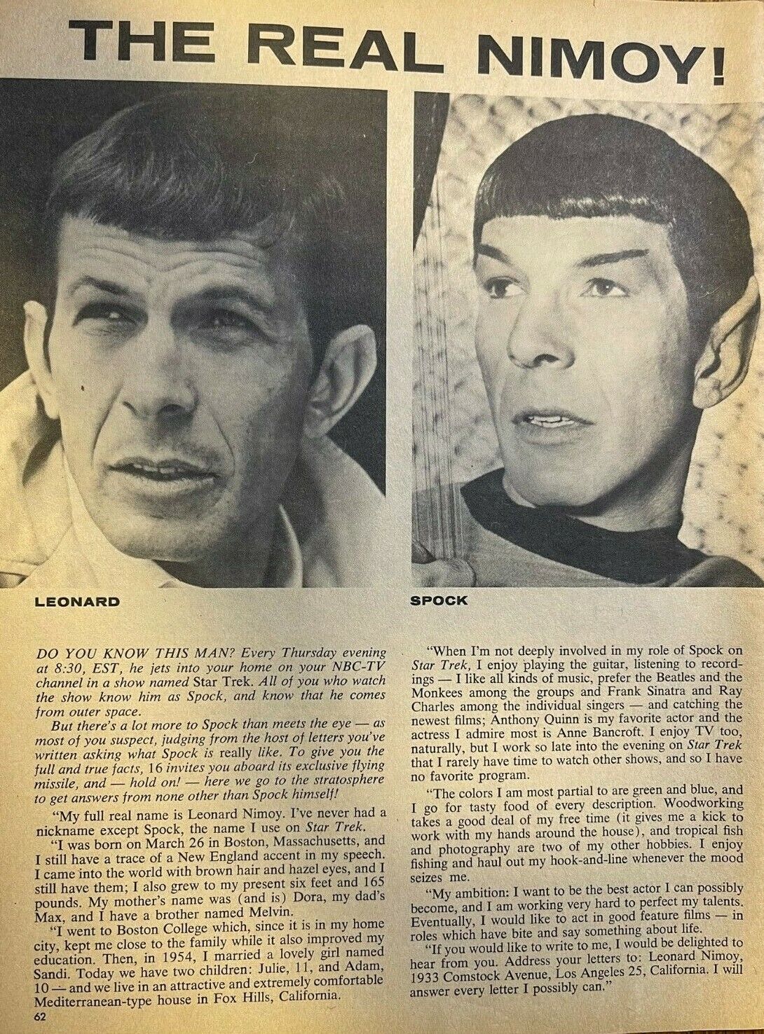 1967 Leonard Nimoy Mr. Spock