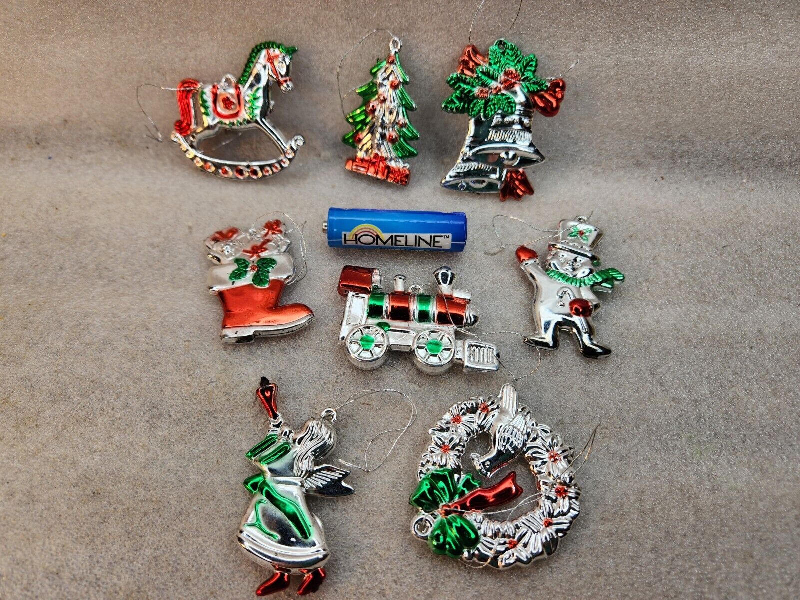 Vintage Christmas House Set Of 8 Mini Ornaments 