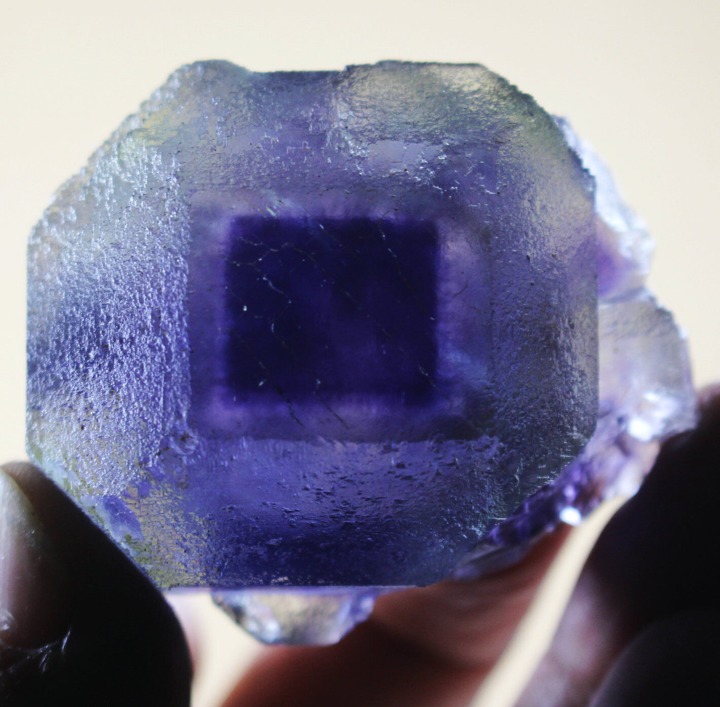 Newly discovered Green all-transparent violet heart fluorite Mineral Specimen