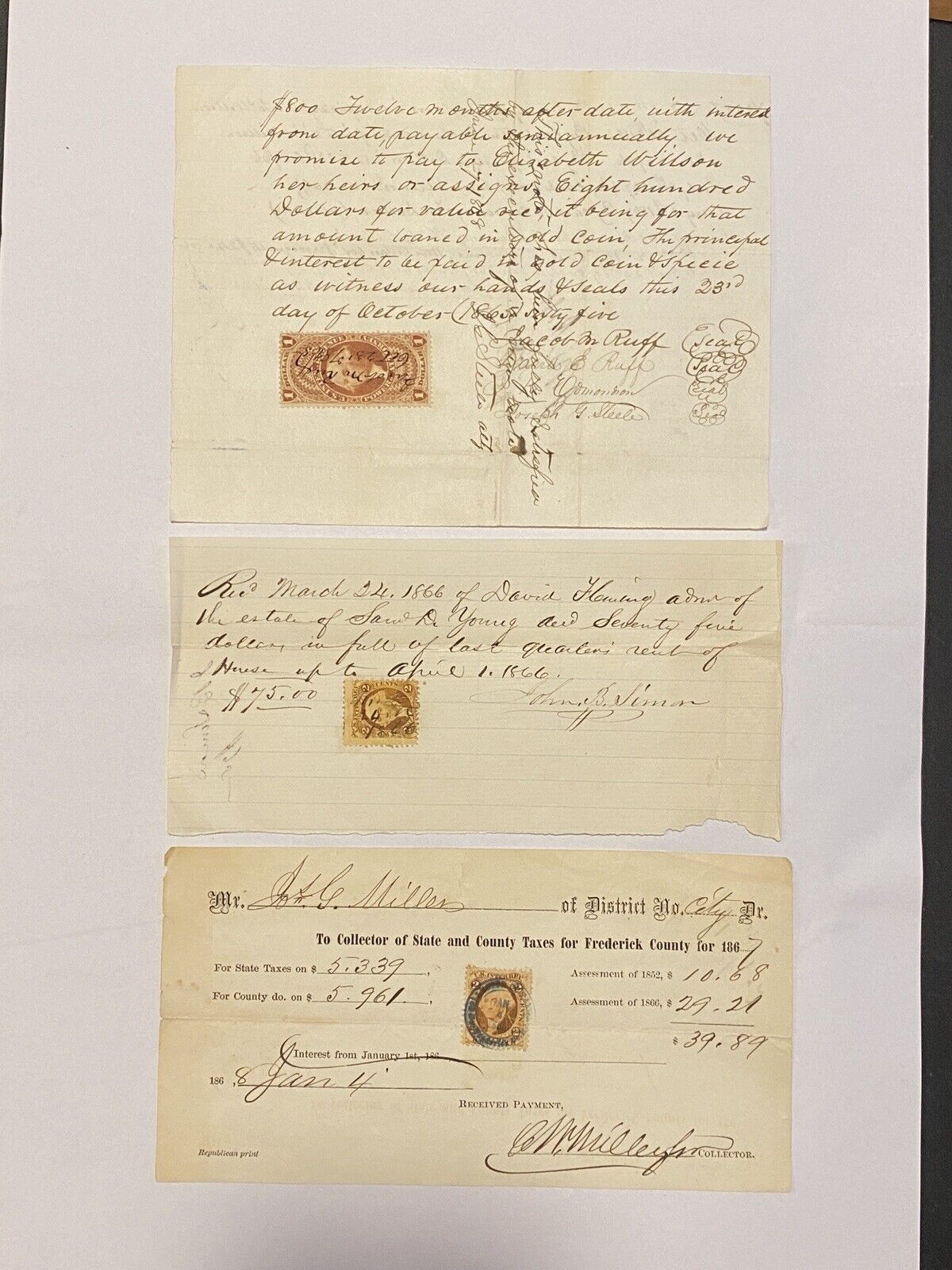 Mr 37th 1860’s Collectible Documents Loans Taxes Revenue Stamps Ephemera