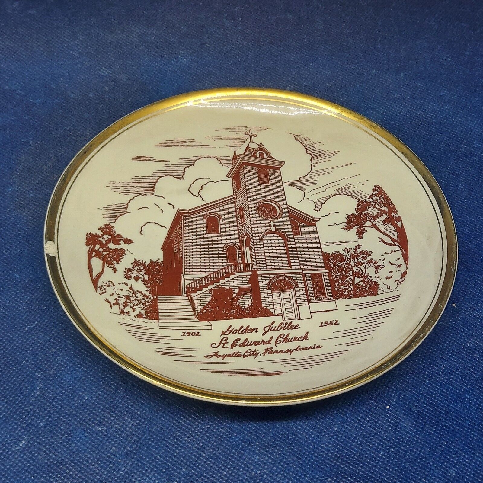 1952 Homer Laughlin Collector's Plate St. Edward Church Golden Jubilee PA