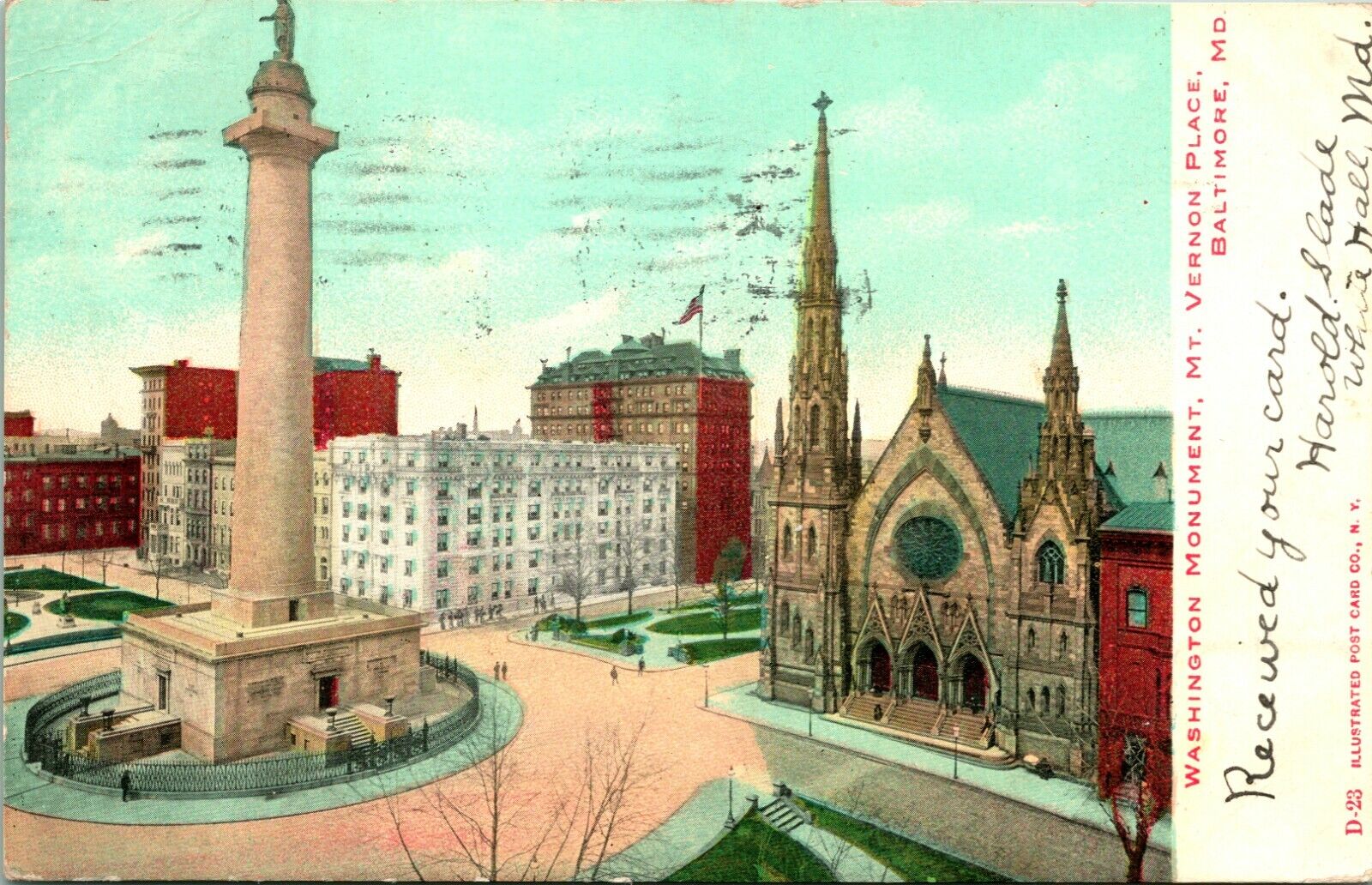 Vtg 1905 Postcard Washington Monument - Mt. Vernon Place, Baltimore, MD N17