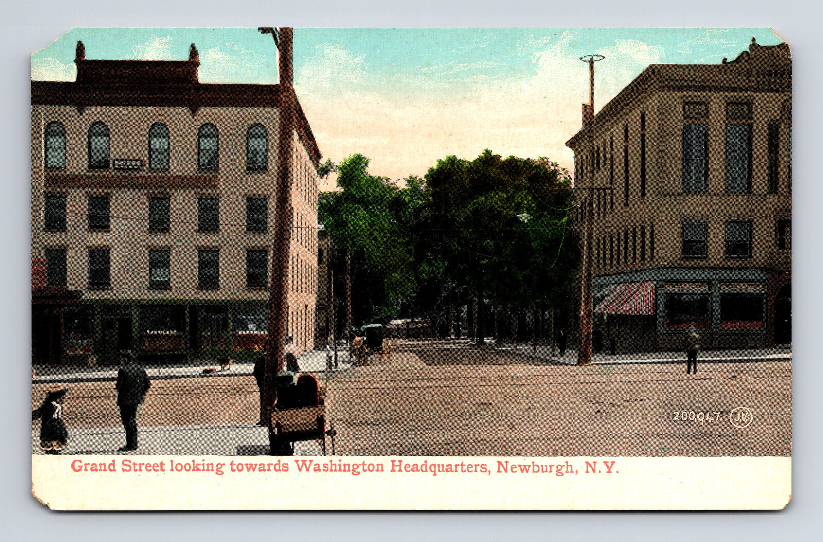Grand Street View looking toward Washington HQ JV Souvenir Newbergh NY Postcard