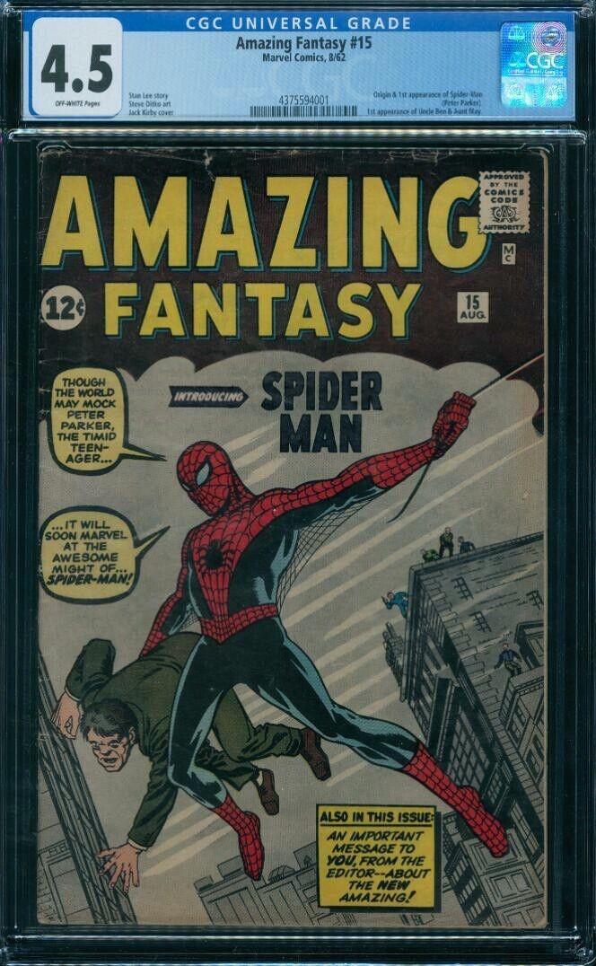Amazing Fantasy 15  CGC 4.5  1st Spider-Man