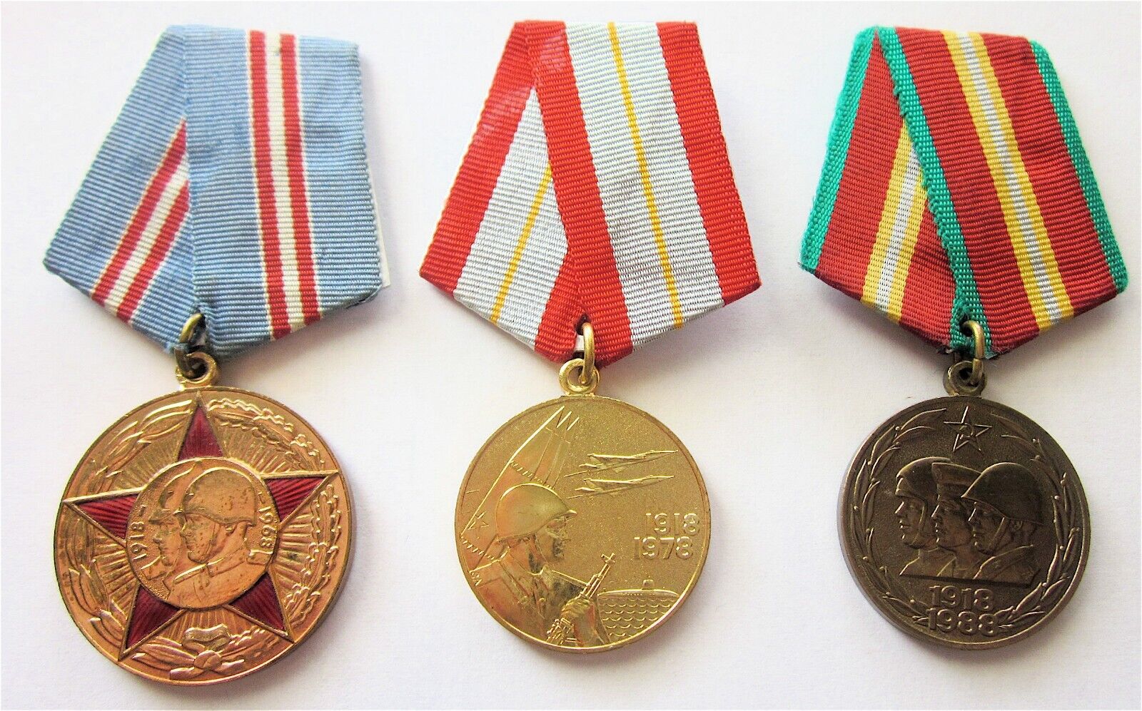 50 /1918-1968/, 60 /1978/, 70 YEARS OF SOVIET ARMY FOUNDATION 3 ORIGINAL MEDALS