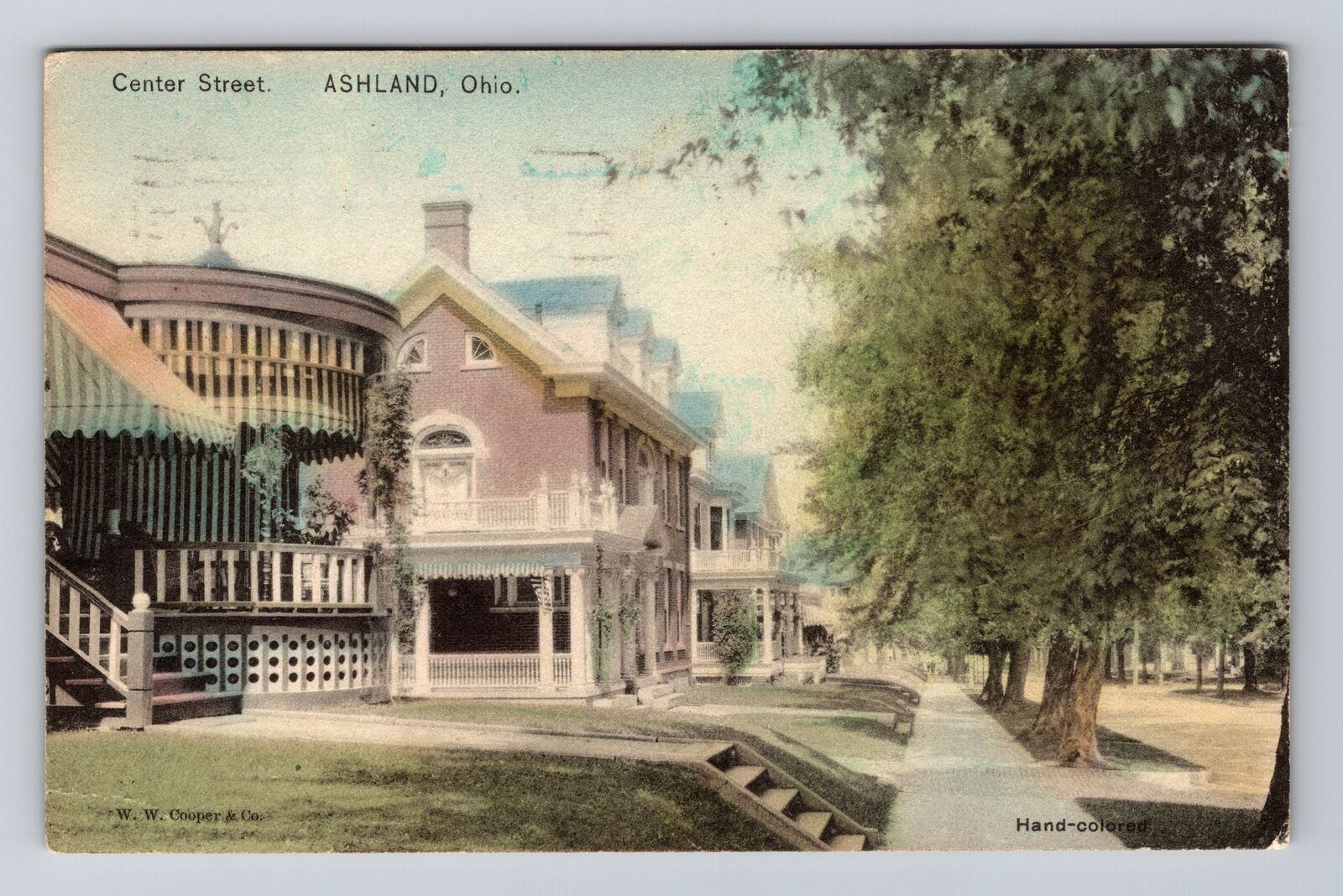 Ashland OH-Ohio, Center Street Residences, Vintage c1909 Postcard