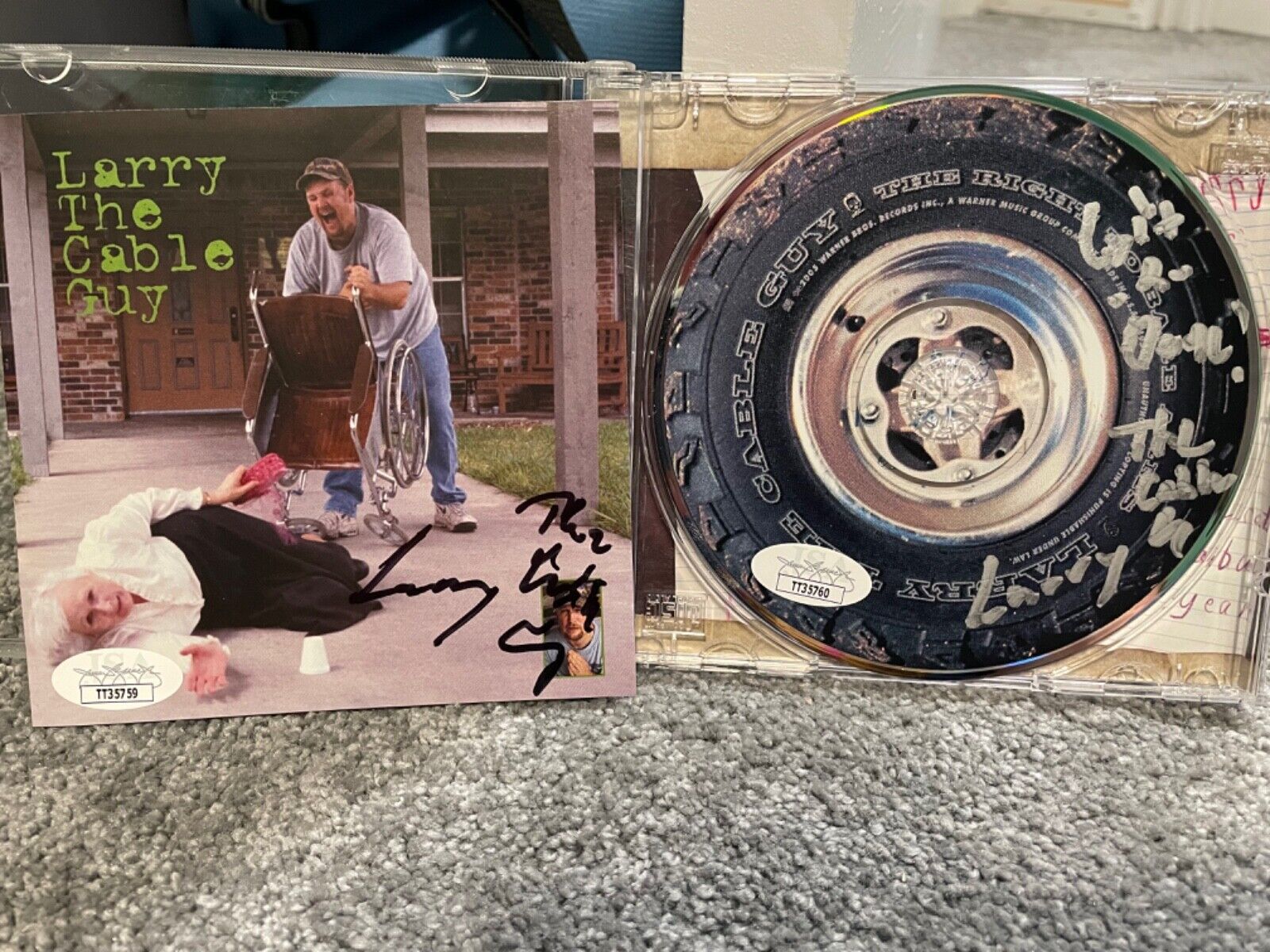 Larry The Cable Guy signed JSA COA CD+CD Cover 2 autographs Disney cars bas psa