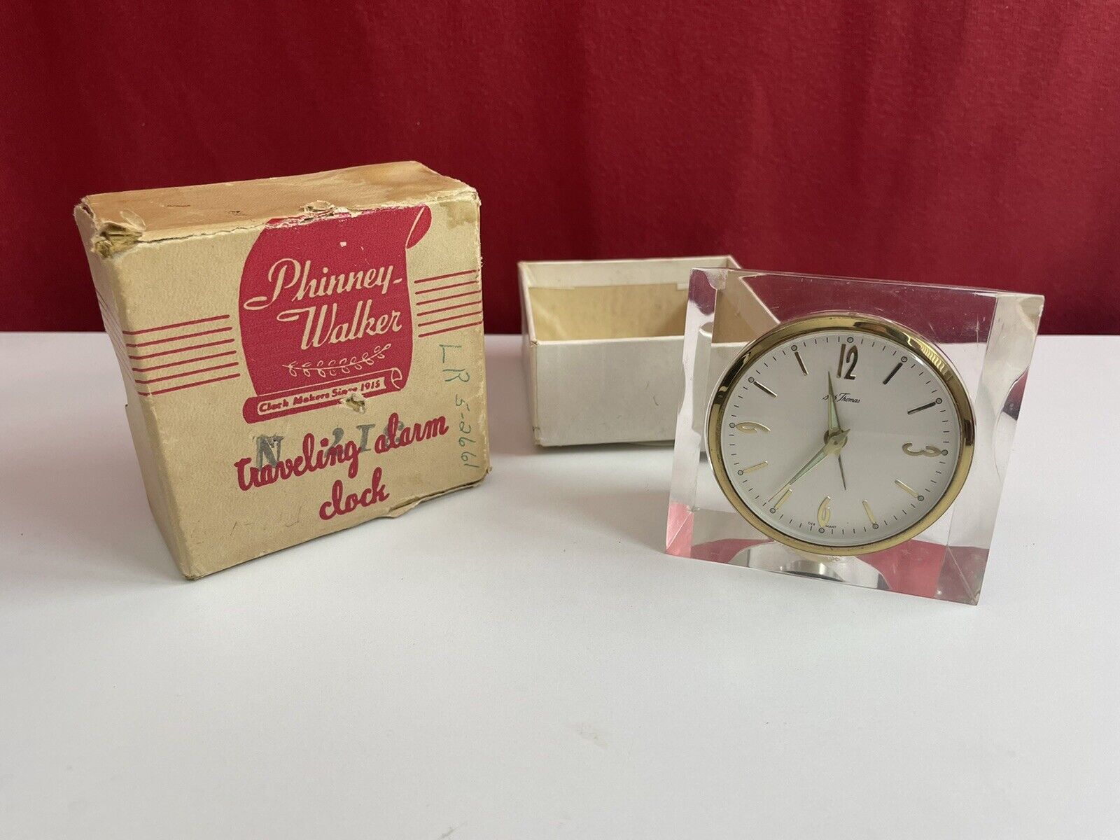 Vintage Phinney Walker PW27 Desk Alarm Clock Lucite