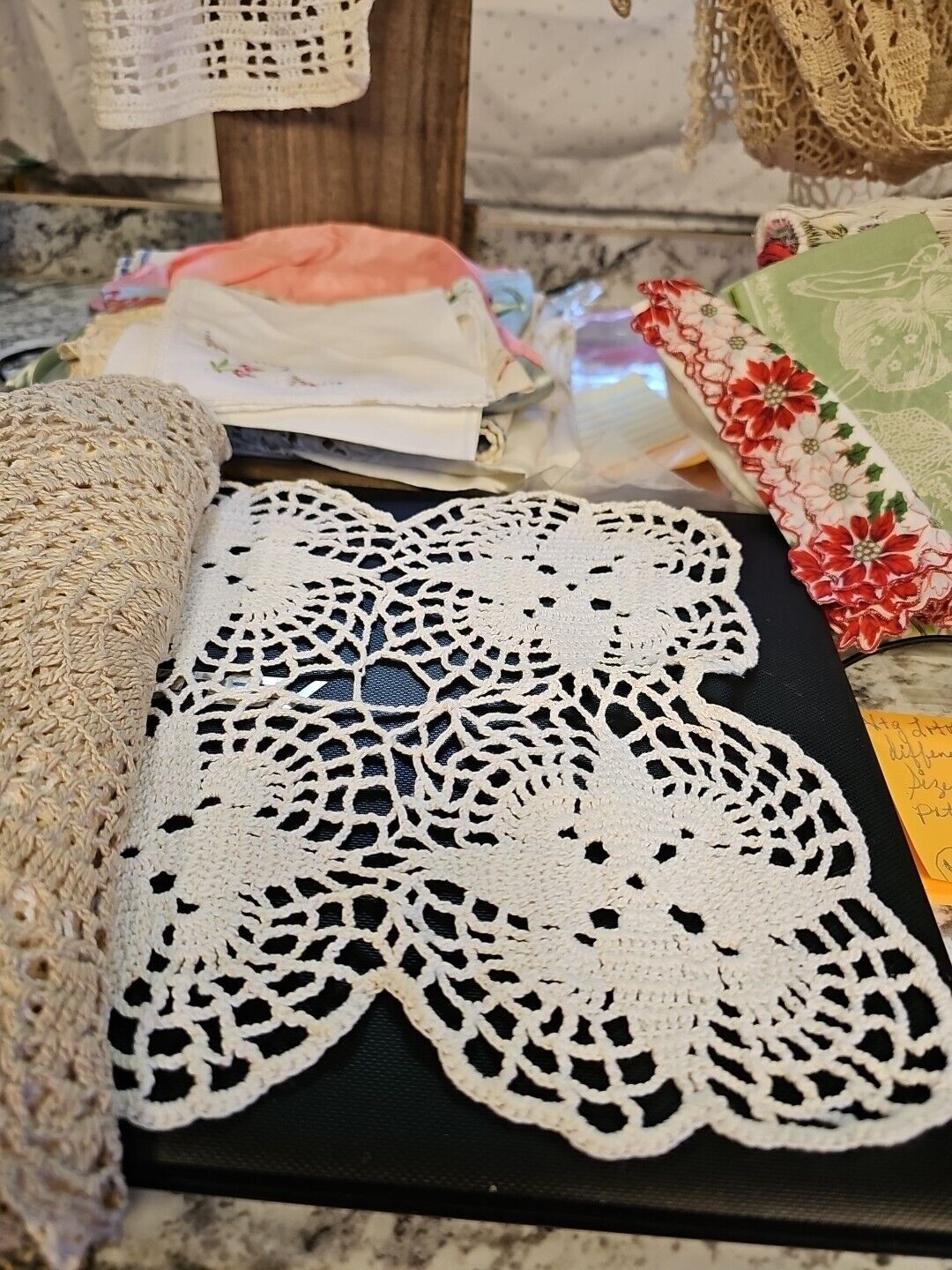 VTG Lot Of 10 DOILIES Different Sizes / Shapes / Colors/ And Patterns