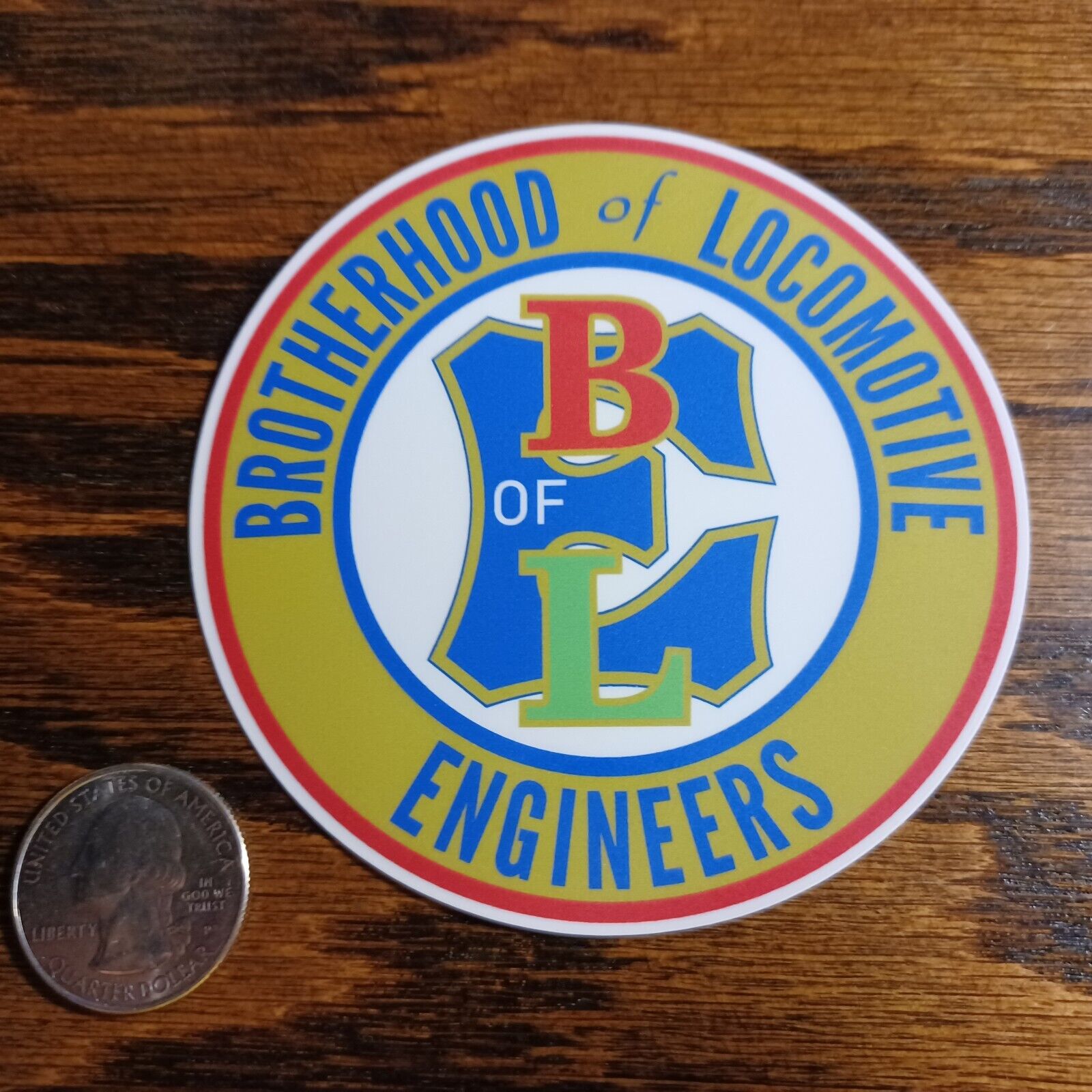 Brotherhood of Locomotive Engineers laminated die-cut vinyl sticker