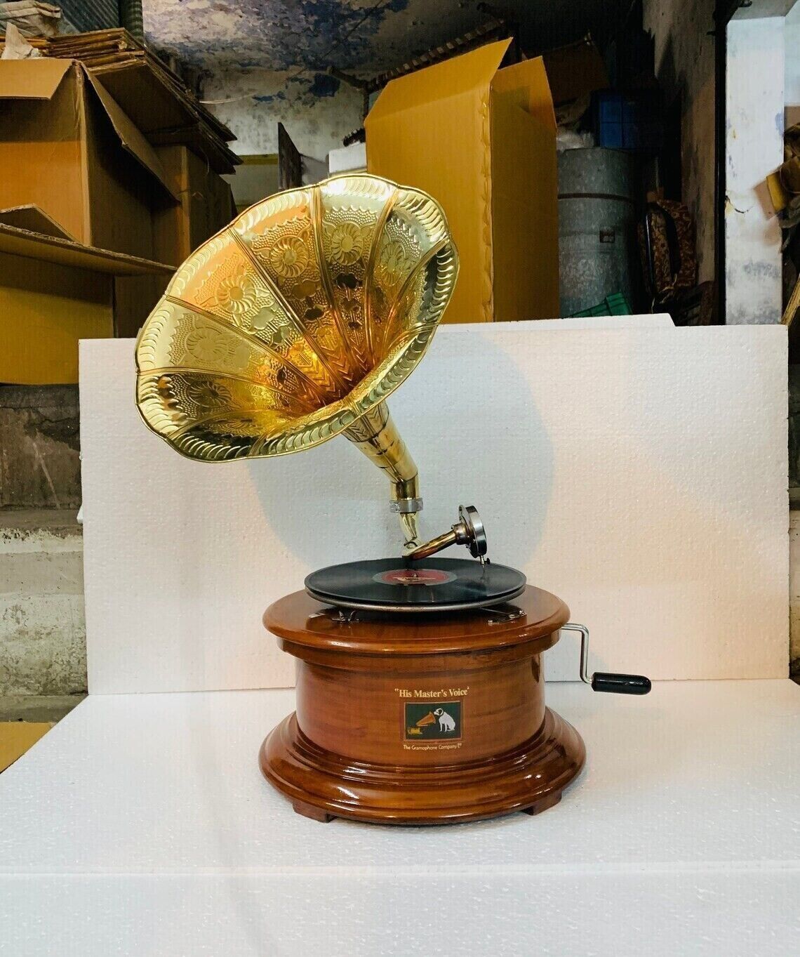 Vintage HMV Gramophone Phonograph Vinyl Recorder Working Player look Wind up